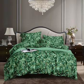 Emerald Malachite – Green Marble & Gold Vein Effect Bedding Set