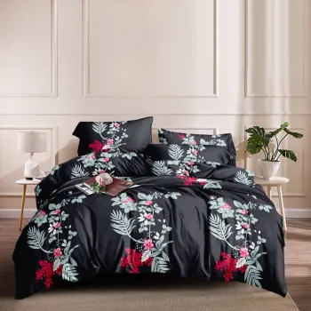 Midnight Fern & Berry – Black Botanical Luxury Bedding Set