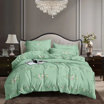 Sage Meadow – Mint Green & Pink Delicate Floral Bedding Set