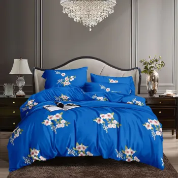 Royal Azure Blossom – Bright Blue & White Floral Bedding Set