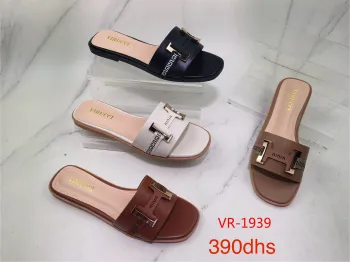 Virucci VR-1939 – H-Buckle Strap Geometric Accent Slides