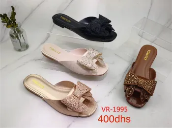 Virucci VR-1995 – Luxury Crystal Bow Slide Sandals