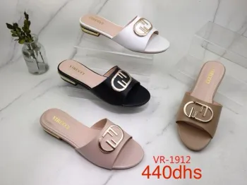 Virucci VR-1912 – Minimalist Gold Ellipse Slide Sandals