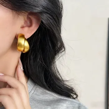 Chunky Triple Hoop Earrings Set - Gold and Silver Twisted Tube Hoop Earrings 2 Pairs Statement Jewelry