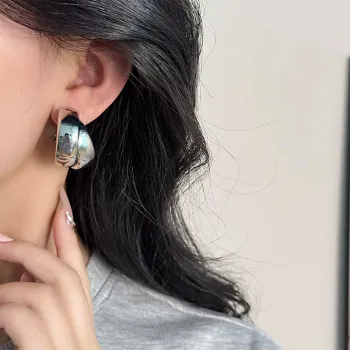 Chunky Triple Hoop Earrings Set - Gold and Silver Twisted Tube Hoop Earrings 2 Pairs Statement Jewelry